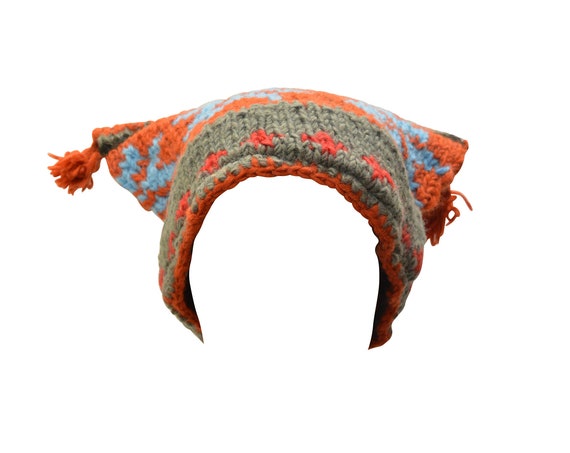 Handmade Knit 100% wool Boho Beanie Multi Tassel Warm Fleece Lined Hippie Winter Hat P5