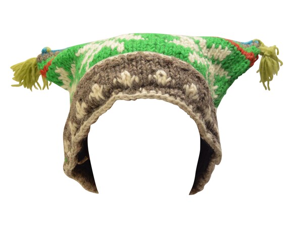 Handmade Knit 100% wool Boho Beanie Multi Tassel Warm Fleece Lined Hippie Winter Hat P9