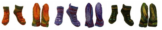Handmade 100% Wool Socks Boho Chunky Knit Unisex House Shoes Warm Cosy Fleece Lining
