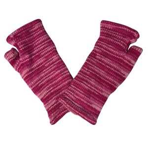 Handmade Knit Handwarmers 100% Wool Winter Striped Fingerless Fleece Lined Gloves One Size P75