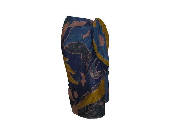 Boho Abstract Hand Printed Sarong Hippie Tasselled Wrap Around Tie Skirt P195