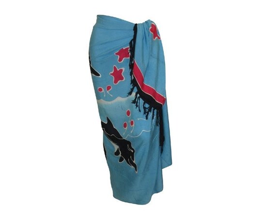 Boho Abstract Hand Printed Sarong Hippie Tasselled Wrap Around Tie Skirt P5