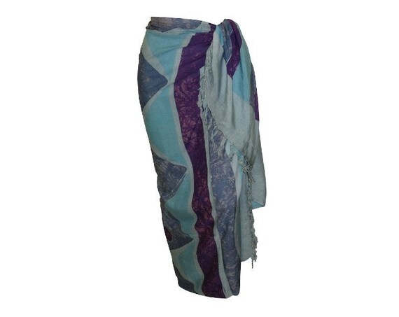 Boho Abstract Hand Printed Sarong Hippie Tasselled Wrap Around Tie Skirt P33