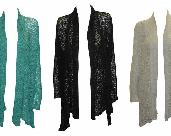 Womens Crochet Shrug Boho Long Cover Knit Cardigan up Top Free Size 14-20