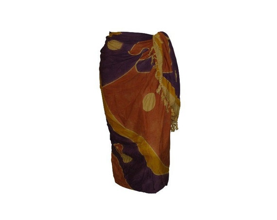 Boho Abstract Hand Printed Sarong Hippie Tasselled Wrap Around Tie Skirt P187