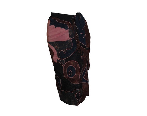 Boho Abstract Hand Printed Sarong Hippie Tasselled Wrap Around Tie Skirt P216