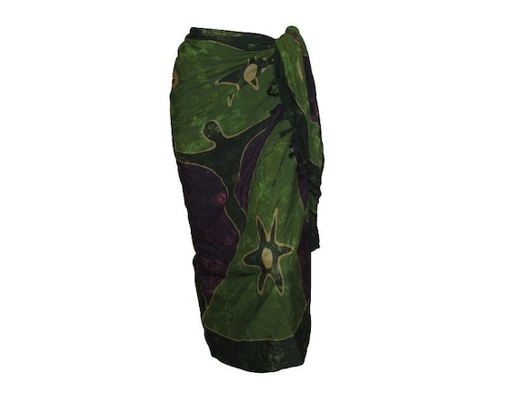 Boho Abstract Hand Printed Sarong Hippie Tasselled Wrap Around Tie Skirt P212