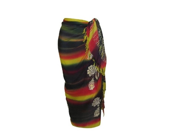 Boho Abstract Hand Printed Sarong Hippie Tasselled Wrap Around Tie Skirt P12
