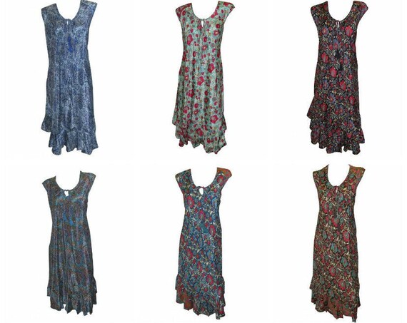 Recycled Scoop Tassel Tie Up Retro Ruffle Midi Dress Free Size Up To 24