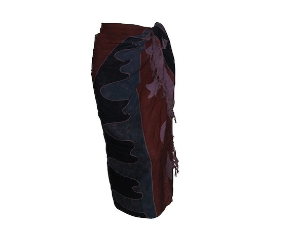Boho Abstract Hand Printed Sarong Hippie Tasselled Wrap Around Tie Skirt P202