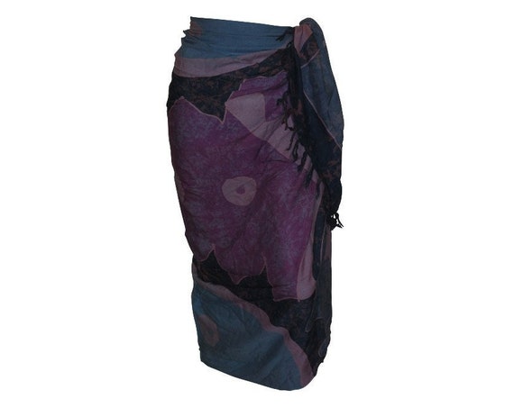 Boho Abstract Hand Printed Sarong Hippie Tasselled Wrap Around Tie Skirt P204