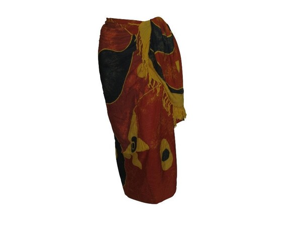 Boho Abstract Hand Printed Sarong Hippie Tasselled Wrap Around Tie Skirt P199