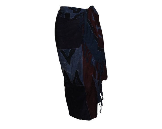 Boho Abstract Hand Printed Sarong Hippie Tasselled Wrap Around Tie Skirt P210