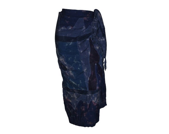 Boho Abstract Hand Printed Sarong Hippie Tasselled Wrap Around Tie Skirt P214