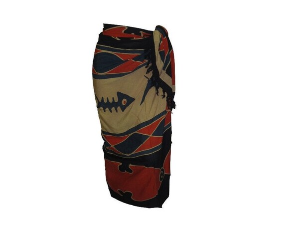 Boho Abstract Hand Printed Sarong Hippie Tasselled Wrap Around Tie Skirt P182
