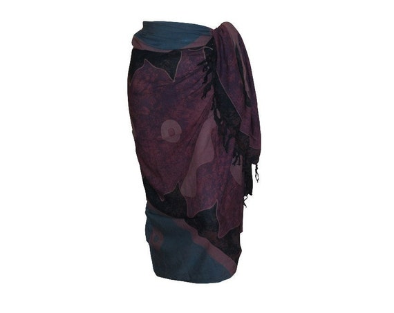 Boho Abstract Hand Printed Sarong Hippie Tasselled Wrap Around Tie Skirt P205