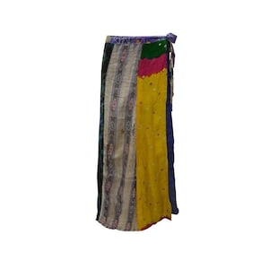 Boho Upcycled Wrap Around Skirt Funky Patchwork  Maxi Sarong Free Size up to 18 P153
