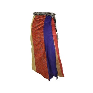 Boho Upcycled Wrap Around Skirt Funky Patchwork  Maxi Sarong Free Size up to 18 P210