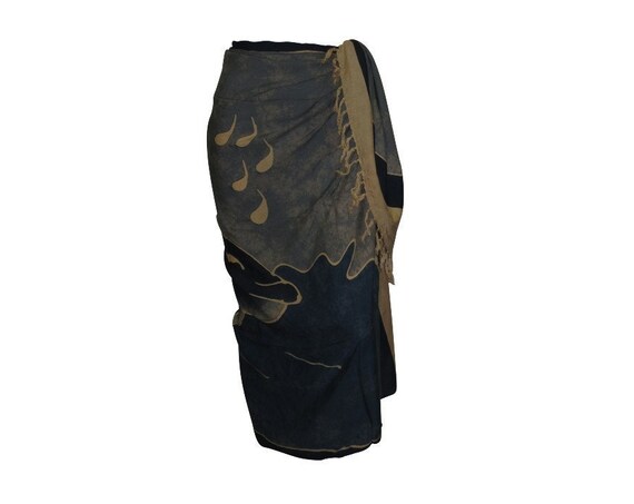 Boho Abstract Hand Printed Sarong Hippie Tasselled Wrap Around Tie Skirt P198