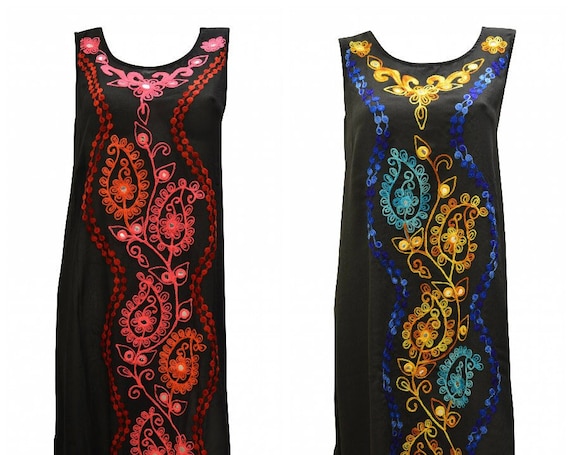Womens Paisley Sheer Dress Embroidered Tassel Midi Cover- up Size up to 14 16