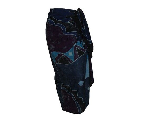 Boho Abstract Hand Printed Sarong Hippie Tasselled Wrap Around Tie Skirt P200