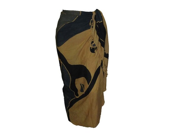Boho Abstract Hand Printed Sarong Hippie Tasselled Wrap Around Tie Skirt P189
