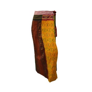 Boho Upcycled Wrap Around Skirt Funky Patchwork  Maxi Sarong Free Size up to 18 P212