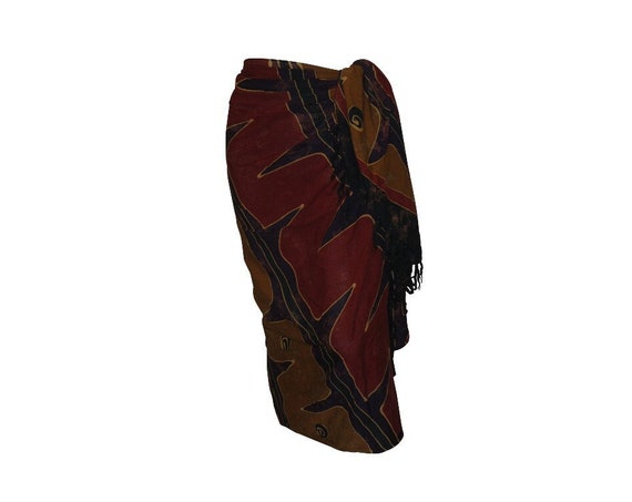 Boho Abstract Hand Printed Sarong Hippie Tasselled Wrap Around Tie Skirt P178