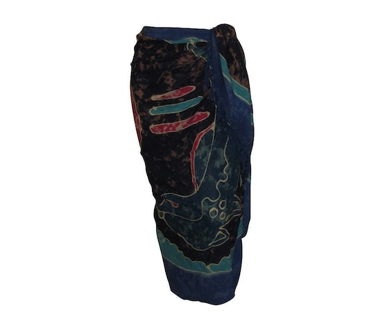 Boho Abstract Hand Printed Sarong Hippie Tasselled Wrap Around Tie Skirt P173