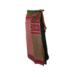 Boho Upcycled Wrap Around Skirt Funky Patchwork  Maxi Sarong Free Size up to 18 P181