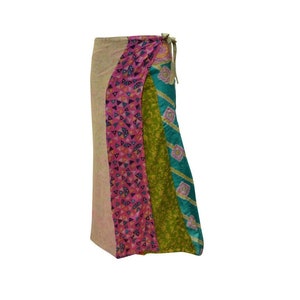 Boho Upcycled Wrap Around Skirt Funky Patchwork  Maxi Sarong Free Size up to 18 P135