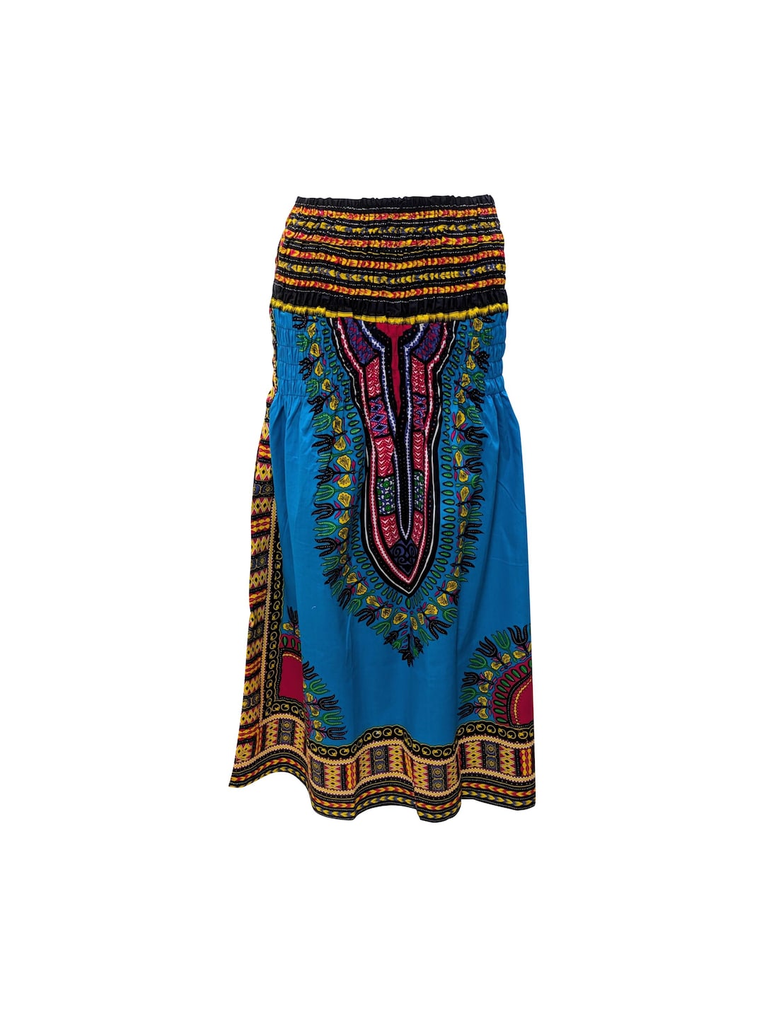 Mid length Dashiki wax print multicolored skirt