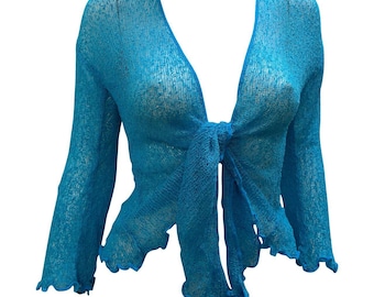 Womans Boho Knit Shrug Chic Crochet style Cardigan one size 14 16 18 20