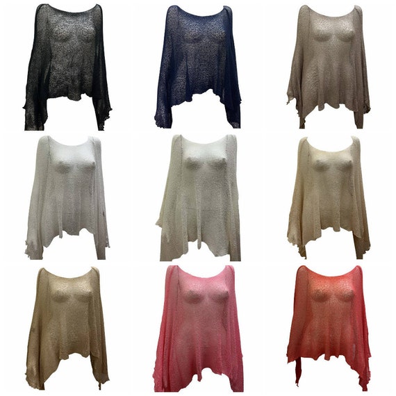 Womens Knit Plus Size Poncho Boho Crochet Shawl Pullover Cover up Free Size 8-26