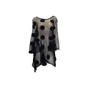 Vestido estilo bohemio de lunares y crochet: Lagenlook Cover Up