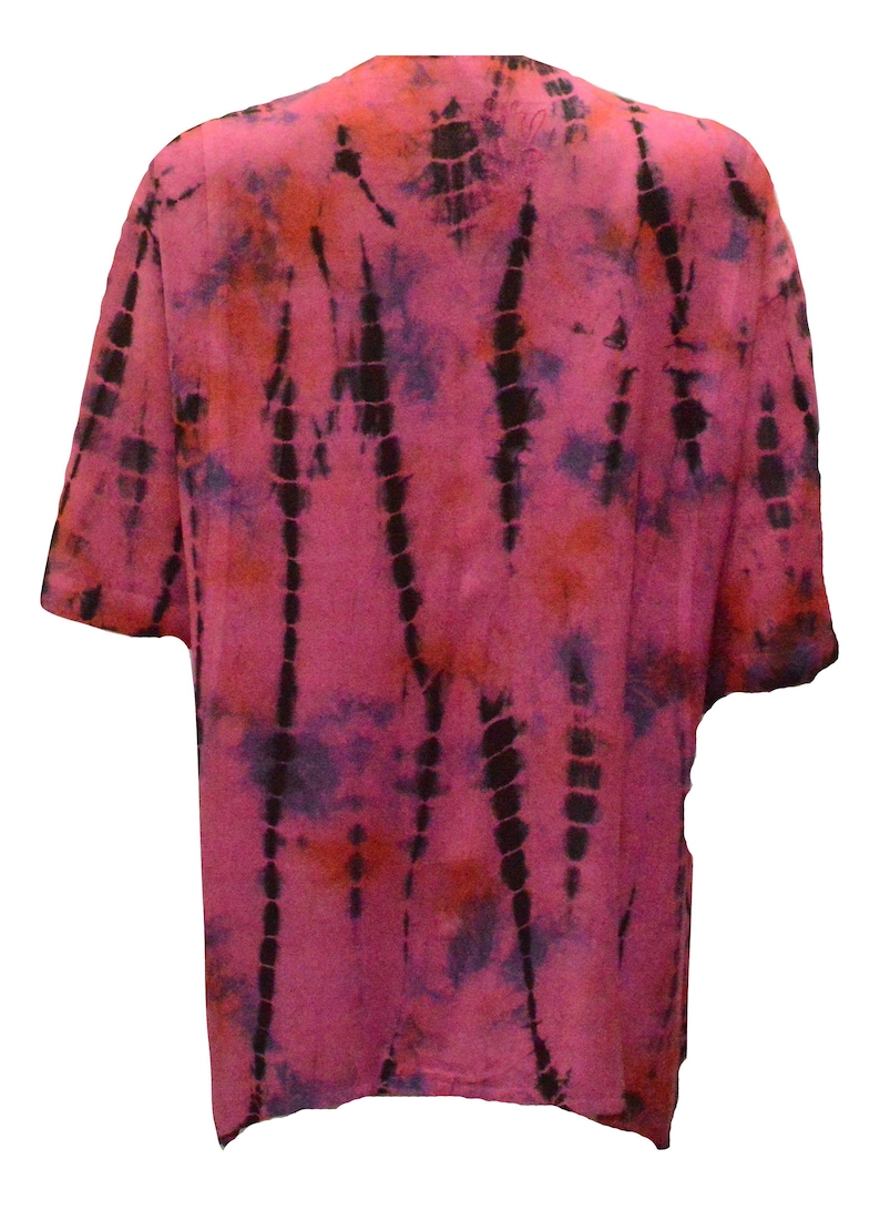 Plus size tie dye funky embroidered tunic top freesize onesize up to UK size 28 Pink