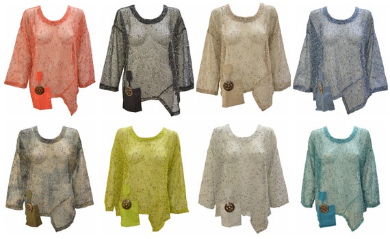 Womens Knit Crochet Top Boho Mesh Cover up Pocket Shrug Free Size Up To 20