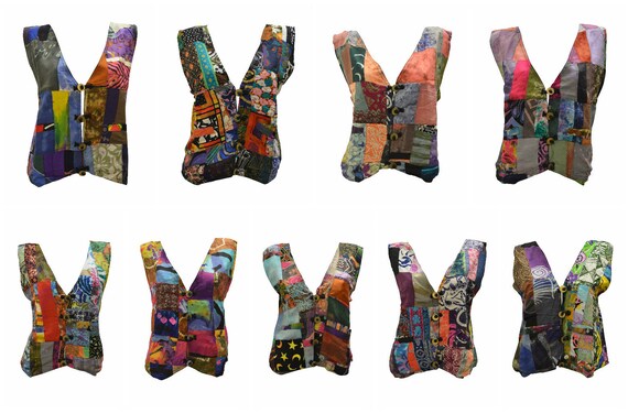 Handmade Upcycled Waistcoats Funky Boho Retro Patchwork Vest Size 16 P96-P103