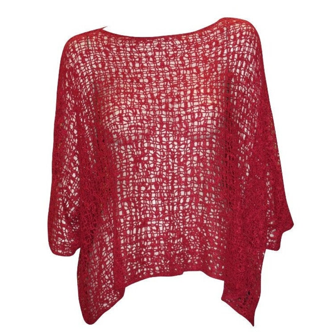 Womens Crochet Oversized Knit Top Batwing Boho Cover up Free - Etsy UK