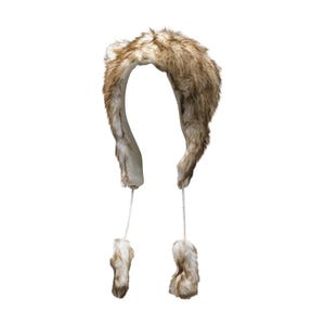 Gorro polar unisex de piel sintética con borlas y orejas de lobo - Marrón - P6