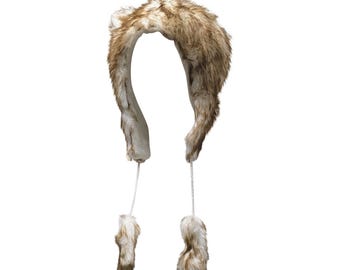 Funky Winter Faux Fur Wild Unisex Wolf Ears Tassel Fleece Hat - Brown - P6