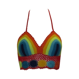 Womens Handmade 100% Cotton Crochet Bralette Summer Festival Beach Free Size P2