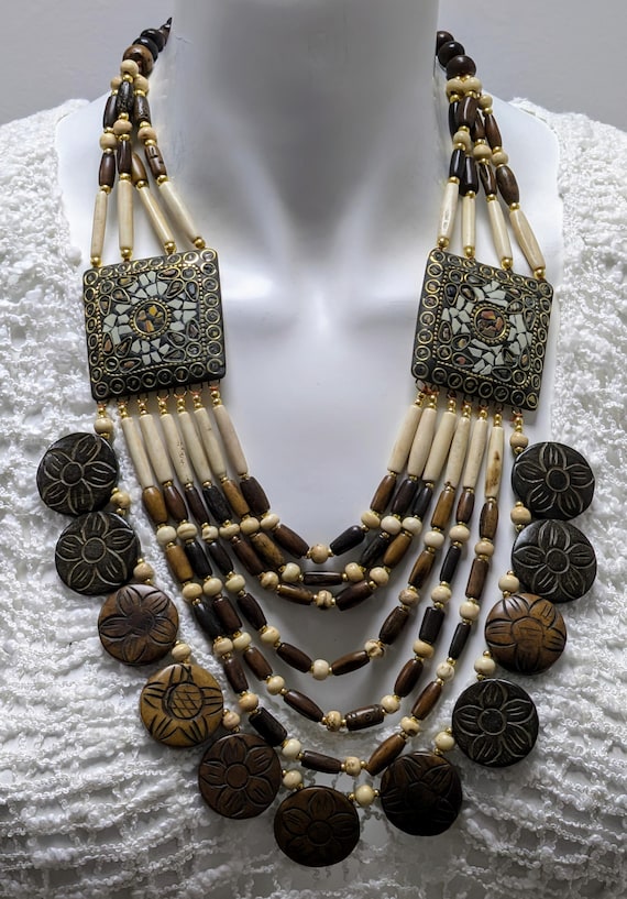 Collana Uomo E Donna In Pelle Intrecciata Con Pendente Bohémien - Perline Etniche E Design Vintage, Regolabile - Foto 4