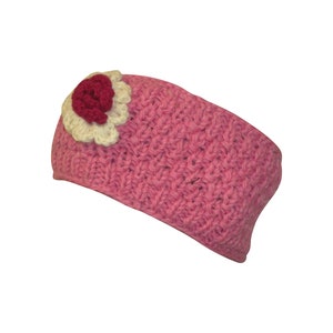 Hand häkeln Blumen Stirnband 100% recycelte Wolle Fleece gefüttert Ohrenschützer