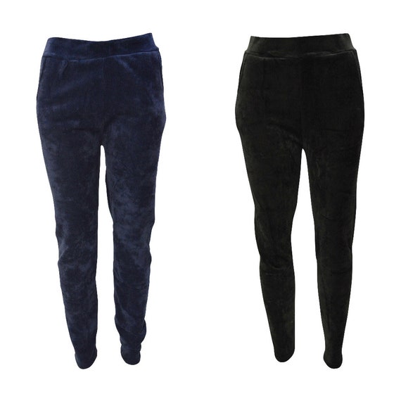 Womens Ladies Striped Cord Full Length Leggings Velvet Stretch Trousers Fleece Lining Up To 10-22