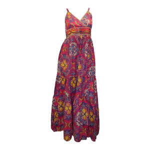 Boho hippie vintage style up-cycled patchwork frilled hem maxi wrap skirt freesize up to size 18 p17