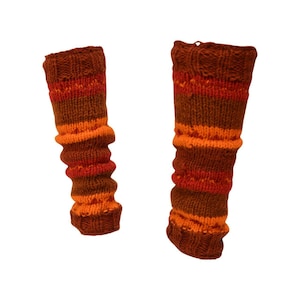 Winter 100% Wool Leg Warmers Hand Knit Warm Chic Stripy Comfy Fleece Lined P14