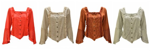 Womens Ladies Boho Tone to Tone Embroidered Button up Blouse Frill Trim Shirred Top Free Size Up To 12