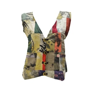 Handmade Recycled Waistcoat Funky Boho Retro Patchwork Vest Size 14 P82