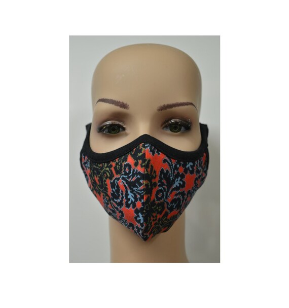 Handmade Organic Cotton Recycled Reusable Face Masks Retro Floral Print Sustainable Fabric Reversible Covering Below Cost